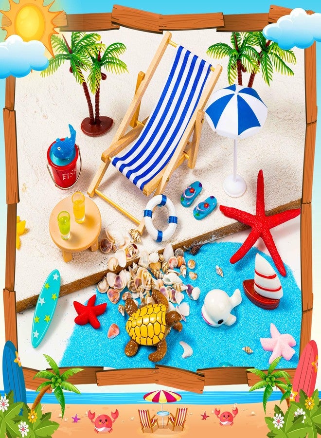 LHSYFBZ 18 Pcs Beach Miniature Dollhouse Decoration, Beach Cake Decorations, Umbrella Palm Chair Miniature Toys for DIY Garden and Plant Decoration - Image 3
